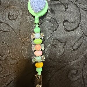 Multicolor Beaded  Badge Lanyard with Butterfly Charms